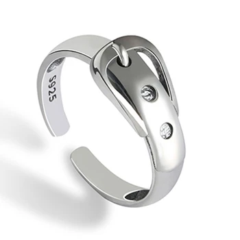 Винтажные Кольца в форме пояса серебристого цвета Для женщин, Открытое кольцо, Новые модные ювелирные изделия