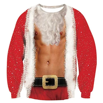 Унисекс, Уродливая Рождественская толстовка, Мужская и женская, забавный 3D принт, круглый вырез, пуловер с длинным рукавом, повседневная одежда больших размеров