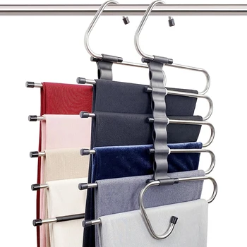 Вешалки для брюк, экономия места-2 упаковки для шкафа, многослойное многофункциональное использование, простота в использовании