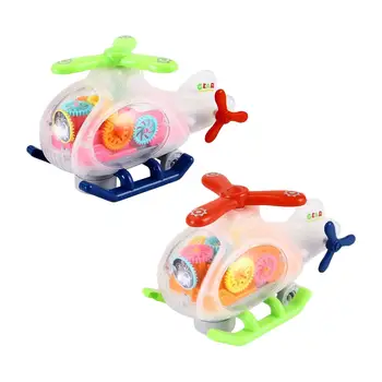 Светящийся прозрачный игрушечный вертолет с музыкой и подсветкой Bump and Go Toy