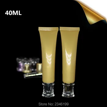40 мл 40 г 50 шт./лот, ярко-золотой косметический мягкий тюбик, крем для рук, контейнер для очищающего крема для лица, Пустая упаковочная бутылка