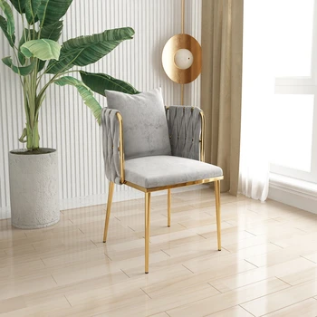 Скандинавские Роскошные обеденные стулья, Бархатная спальня, простой дизайн, обеденный стул, Розовый туалетный столик, мебель для гостиной WZ