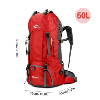 Походный рюкзак большой емкости 60 л, Водостойкий рюкзак для альпинизма, Походный рюкзак с дождевиком