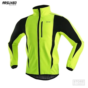 ARSUXEO Мужская теплая велосипедная куртка из флиса, джерси, Ветрозащитное непромокаемое пальто Softshell, велосипедная одежда, мотоциклетный плащ