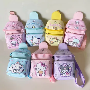 Милая мультяшная сумка Sanrio Pu, мини-рюкзак Kuromi Melody, сумка для хранения канцелярских принадлежностей, дорожная сумка, рюкзак для девочек, Косая упаковка