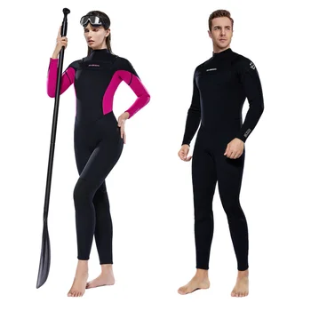 Гидрокостюм из неопрена толщиной 3 мм, мужские гидрокостюмы для подводного плавания и ныряния с маской и трубкой, женские гидрокостюмы для серфинга, всего тела, Горизонтальный водолазный костюм на молнии