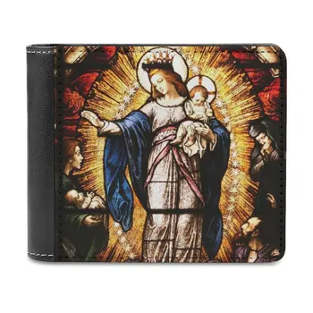 Модный кошелек для кредитных карт с изображением Девы Марии, кожаные кошельки, персонализированные кошельки для мужчин и женщин, Иисус Католик Христос