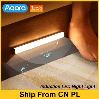 Индукционный светодиодный ночник Aqara, магнитная установка с датчиком освещенности человеческого тела, 2 уровня яркости, время ожидания 8 месяцев