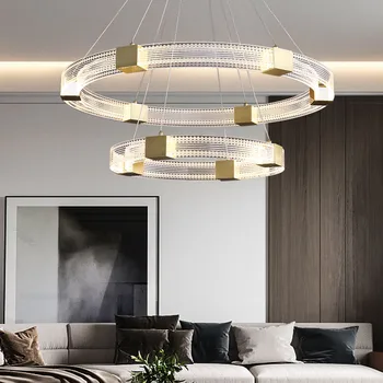 Скандинавский современный минималистичный подвесной светильник для гостиной, роскошная Круглая столовая, ресторан, круглый стол, дизайнерские лампы 85-265 В