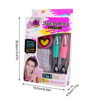 Набор для рисования ногтей для девочек |Детский набор для ногтей для девочек в возрасте от 5 до 12 лет, комбинированные ручки для лака с наклейкой для ногтей