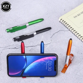 Складная шариковая ручка 4 в 1, сенсорный стилус для экрана, универсальная мини-емкостная ручка со светодиодом для планшета и мобильного телефона