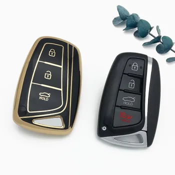 Чехол для Ключей Автомобиля TPU Remote Case Fob Для Hyundai Santa Fe Sport Ix45 Equus Centennial Genesis G80 Grandeur Azera 2013-2016 Shell