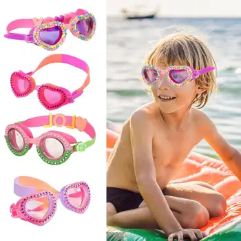 Плавательные очки в форме мультяшного сердца для детей Водонепроницаемые, защищающие от запотевания Очки для тренировки плавания Детские летние принадлежности для плавания