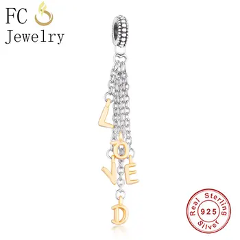 FC Jewelry Подходят к оригинальному брендовому браслету с подвесками из настоящего серебра 925 пробы в стиле бохо с кисточкой и буквой 