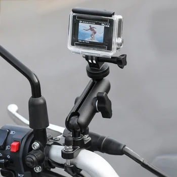 Вращающийся на 360 градусов держатель камеры мотоцикла для GoPro Hero 11 10 9 Кронштейн для крепления зеркала на руле для телефона с экшн-камерами DJI YI