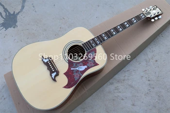 Оптовая продажа изготовленной на заказ с фабрики 6-струнной 41-дюймовой акустической гитарой из массива ели с верхом OEM натурального цвета