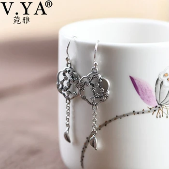 V.YA Модные серьги с кисточками на серебряной цепочке в виде листьев, литературные и модные серебряные серьги S925, модные ювелирные изделия