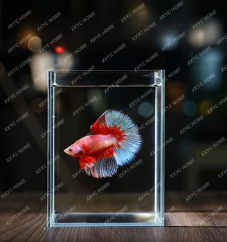 Настольный Экологический Аквариум для рыб Аквариум из сверхбелого стекла Гостиная Домашний Пейзаж Прозрачный Маленький Аквариум для рыб