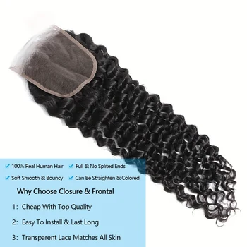 Пучки человеческих волос глубокой волны с застежкой на шнурке 4x4, бразильские влажные и волнистые пучки Remy с застежкой для чернокожих женщин