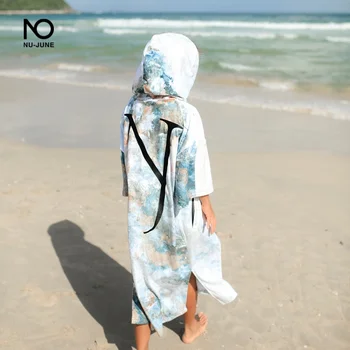 Nu-June Быстросохнущий гидрокостюм из микрофибры, халат для переодевания, пончо, полотенце с капюшоном для плавания, пляжное полотенце, легкое пончо для пляжного серфинга