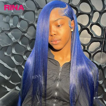Светло-синий цвета размером 5x5 кружева закрытие парики прямые волосы скорости 13x6 парик фронта шнурка предварительно сорвал 13x4 кружева фронтальная человеческих волос парики 