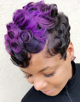 Синтетические кудрявые парики BeiSDWig для чернокожих женщин, черно-фиолетовый парик для волос, короткие прически в стиле афро для женщин