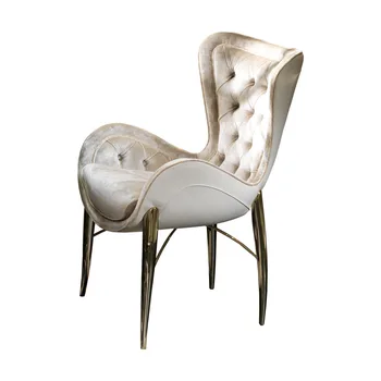 Легкие роскошные обеденные стулья из нержавеющей стали в минималистичном современном стиле для гостиной, бархатные раздвижные обеденные стулья