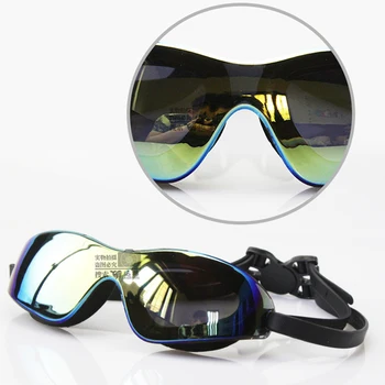 Очки для плавания для взрослых в большой оправе, водонепроницаемые очки для дайвинга с защитой от запотевания HD