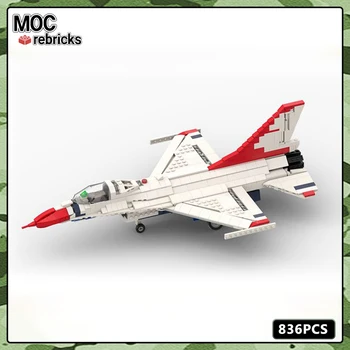 MOC Серия Космических Войн Строительный Блок Модель General Dynamics F-16 THUNDERBIRDS Оригинальность Летающее Оружие DIY Игрушки Для Мальчиков