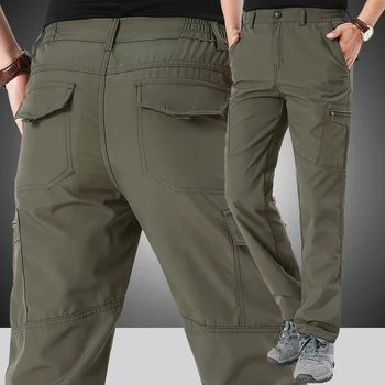 Стрейчевые брюки для походов на открытом воздухе, мужские Весенне-осенние быстросохнущие водонепроницаемые брюки SoftShell, брюки для альпинизма, рыбалки, треккинга