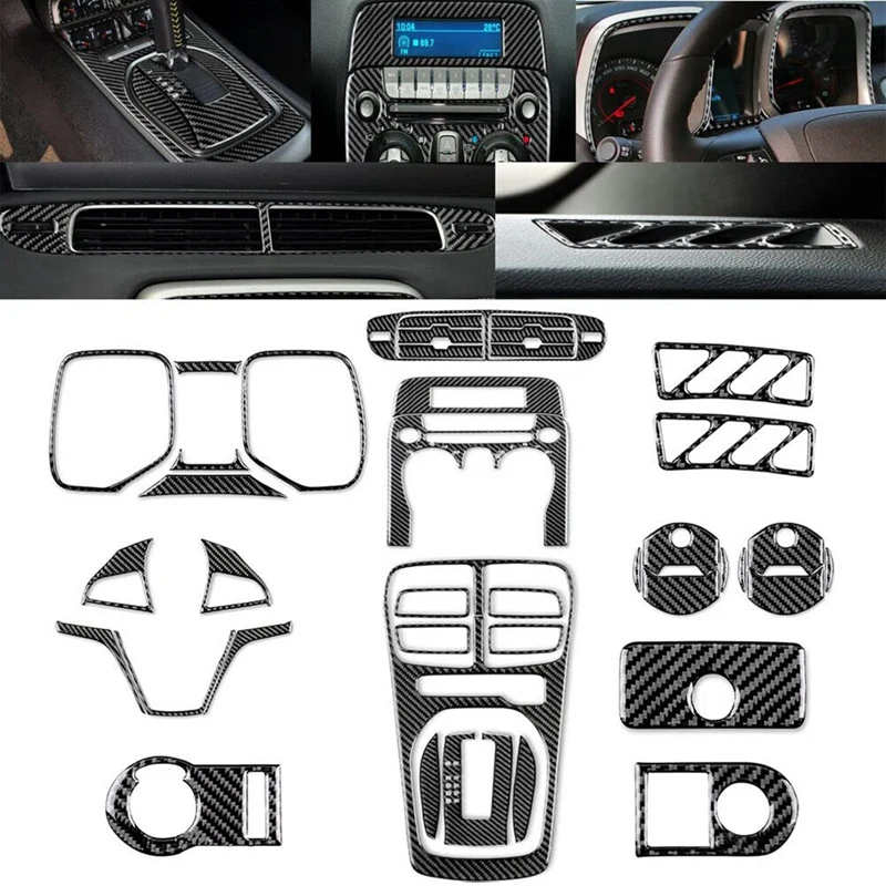 Полный комплект интерьера из углеродного волокна, отделка центрального управления, декоративные наклейки, Автомобильные Аксессуары для Chevrolet Camaro 2010-2015