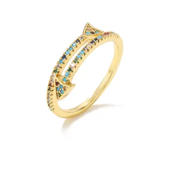 S925 ins18k золотое персонализированное геометрическое открывающее кольцо со стрелкой, регулируемый микронабор, женское кольцо для вечеринок с цирконием