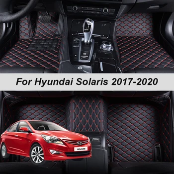 Изготовленные на заказ Кожаные Автомобильные Коврики для Hyundai Solaris Accent Verna 2017 2018 2019 2020 Ковры Коврики Накладки для ног Аксессуары