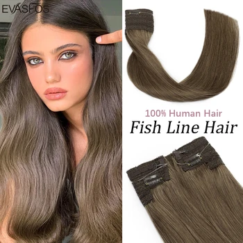 Прямая Проволока для Наращивания Волос Натуральные Волосы Fusion Fish Line Наращивание Волос с Зажимами Наращивание Уточных Волос Для Женщин