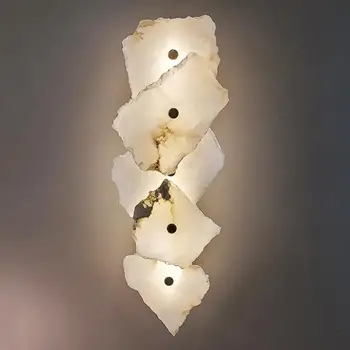Испания Светодиодный настенный светильник из натурального Мрамора, Медь, Роскошное Новизна, бра, Декор стен в спальне, гостиной, столовой, Современный художественный дизайн