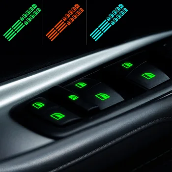Автомобильные светящиеся наклейки на кнопки, наклейки на переключатель стеклоподъемника, ночные флуоресцентные светящиеся наклейки для салона автомобиля, автоаксессуары