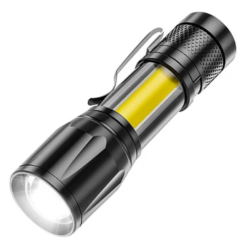 400 мАч Портативный Телескопический Зум Факел Лампа USB Перезаряжаемый Домашний Пластиковый Фонарик для Кемпинга на Открытом Воздухе Пеший Туризм