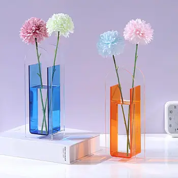 Ваза для цветов в скандинавском стиле, полупрозрачная акриловая ваза, цветочный контейнер, декоративный декор для гостиной