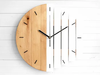 Простые и креативные Большие настенные часы для гостиной, Настенные часы для спальни, персонализированные деревянные часы, кварцевые часы, настенные часы