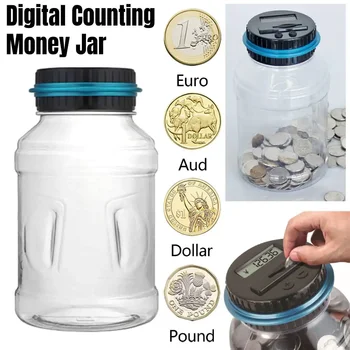 Цифровая копилка для монет с жидкокристаллическим счетчиком Копилка для сбережений для взрослых Мальчиков и девочек, рассчитанная на доллар, Евро, фунт, австралийский доллар