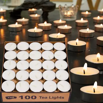 Свечи Tea Lights 100 упаковок [Горят 4-5 часов] Маленькие Белые Свечи Tealight [Бездымные Без запаха] Маленькие Свечи Tea Light