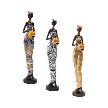 Женская статуэтка, центральное произведение искусства, скульптура Племенной леди, Африканская статуэтка для прикроватной книжной полки, рабочего стола, гостиной, ресторана
