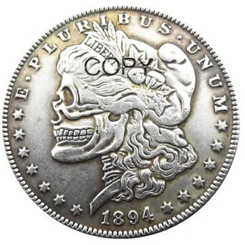 Американский Хобо 1894 года выпуска, Морган Доллар, череп, зомби, скелет, посеребренные копии монет