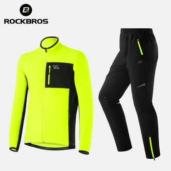 Спортивный костюм ROCKBROS, осенне-зимние теплые ветрозащитные куртки, Брюки, уличная толстовка, Мотоциклетное велосипедное теплое пальто, размер EUR