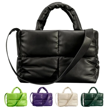 Женская сумка через плечо из фугу, большая вместительная сумка с верхней ручкой, однотонная искусственная кожа, легкая для путешествий