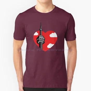 I Heart Toronto Cn Tower-Футболка На Синем фоне из 100% хлопка, Футболка В Горошек The Six Canadian Tourism Cbc Ontario I Love Canada Cn