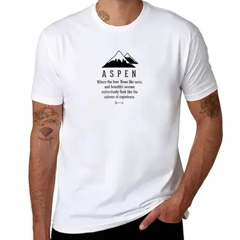 Футболка New Aspen California T-ShirtASPEN - где пиво льется рекой, как вино. Тупая и еще Тупее футболка винтажная одежда мужские футболки