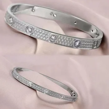 Классический женский браслет с бриллиантами, памятный подарок на День Святого Валентина, мужские роскошные украшения для вечеринок с покрытием 18 карат, никогда не выцветают