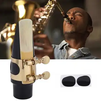 Мундштук для альт-саксофона из АБС-пластика с колпачком, Металлическая пряжка, Язычковые накладки, Набор музыкальных инструментов для саксофона из язычка для кларнета