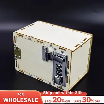 Сделай сам сейф-сейфовая коробка Изобретение техники Научный эксперимент Деревянная коробка с паролем Игрушки для детей Сборка модели Изготовление